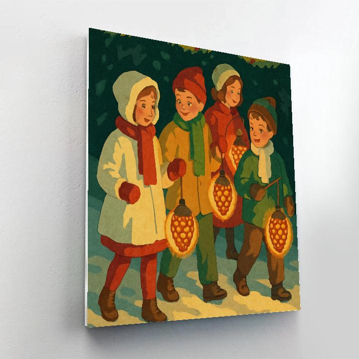 Pinecone Lantern Parade DIY paint by numbers