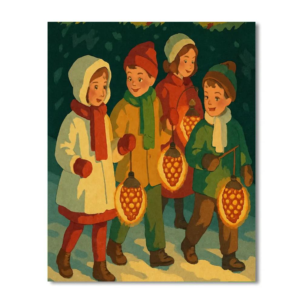 Pinecone Lantern Parade DIY paint by numbers