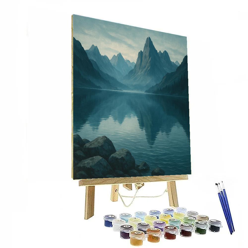 Misty Mountain Lake Mirror Painting by numbers kit