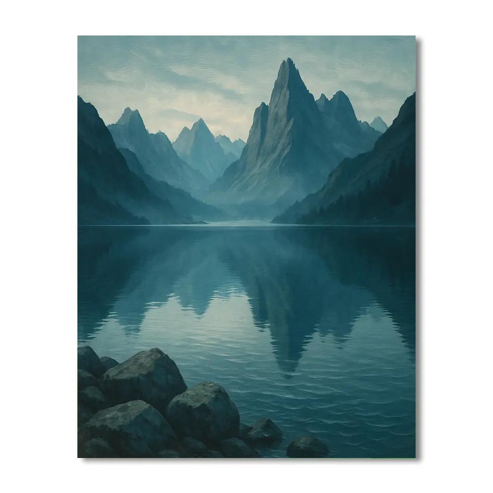 Misty Mountain Lake Mirror Painting by numbers kit