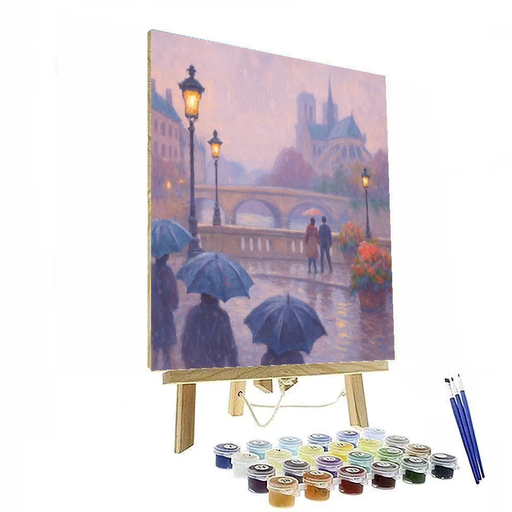 Quiet Bridge In Lavender Rain paint by number