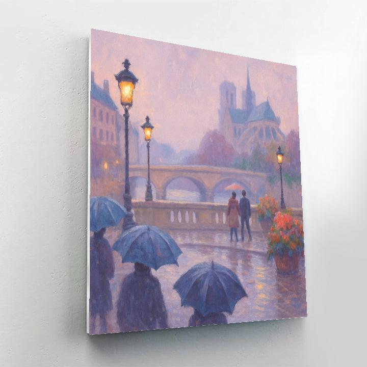 Quiet Bridge In Lavender Rain paint by number