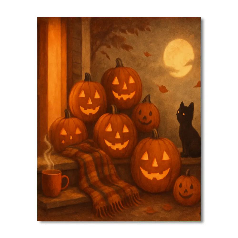 Cozy Haunted Porch Evening paint by number
