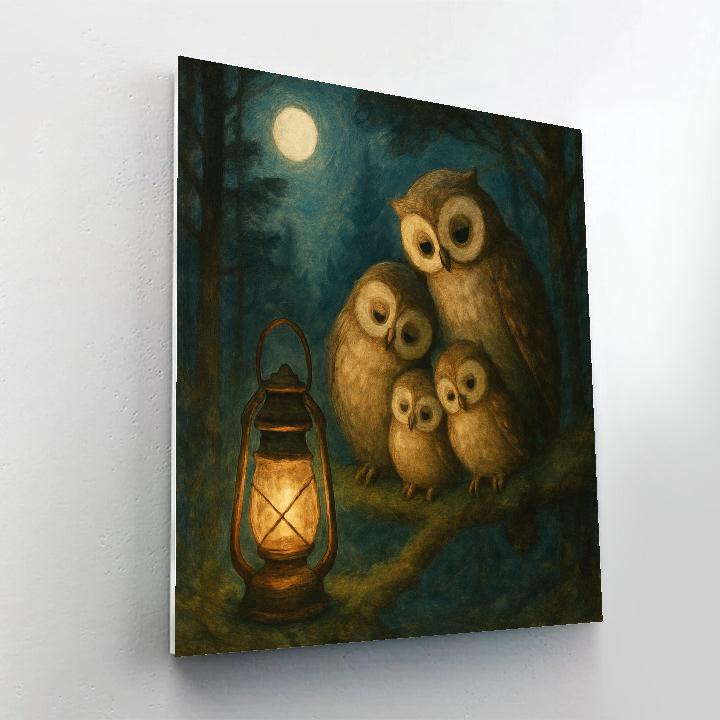 Forest Owls By Lantern Light Painting by numbers kit
