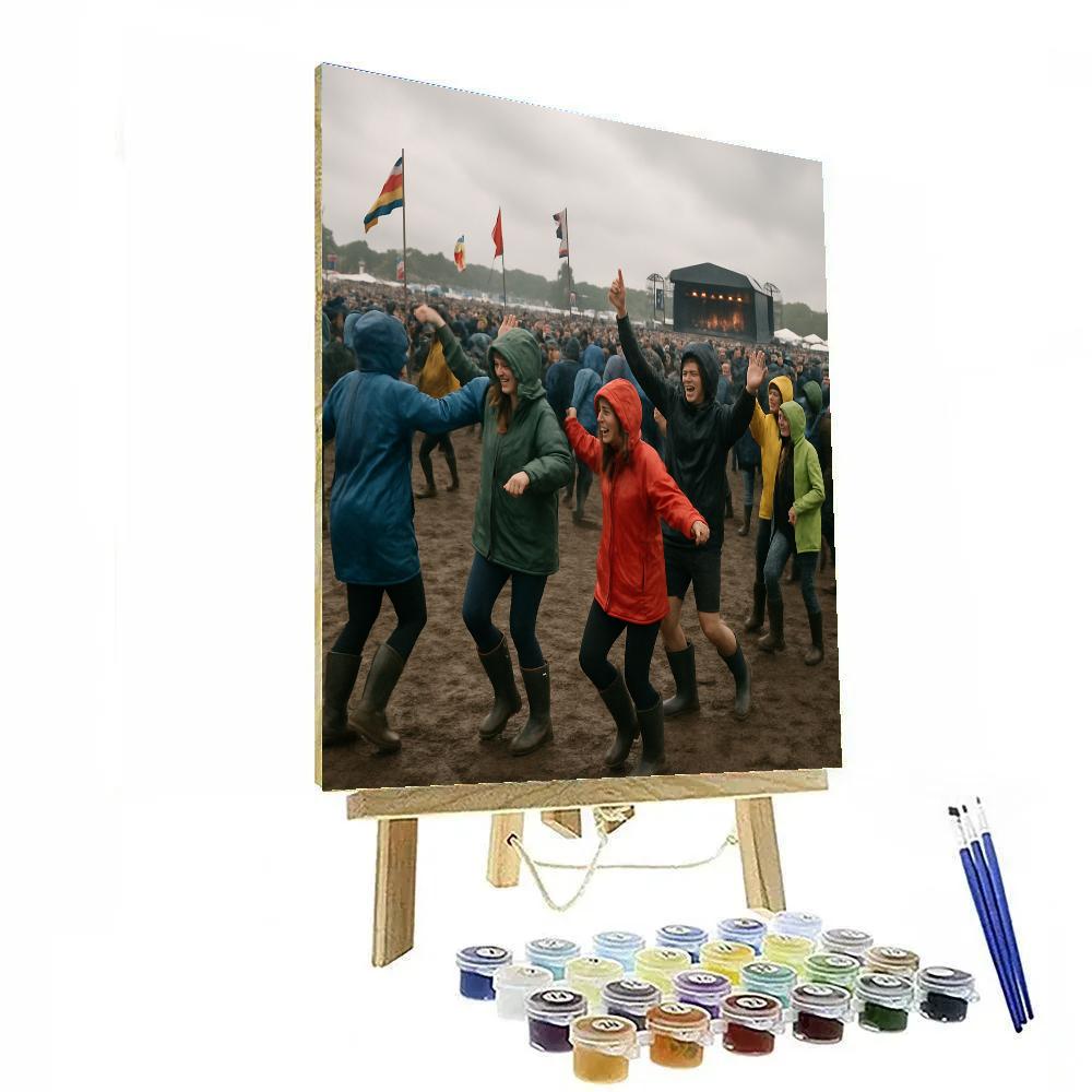 Glastonbury Festival Muddy Field Crowd painting number kit
