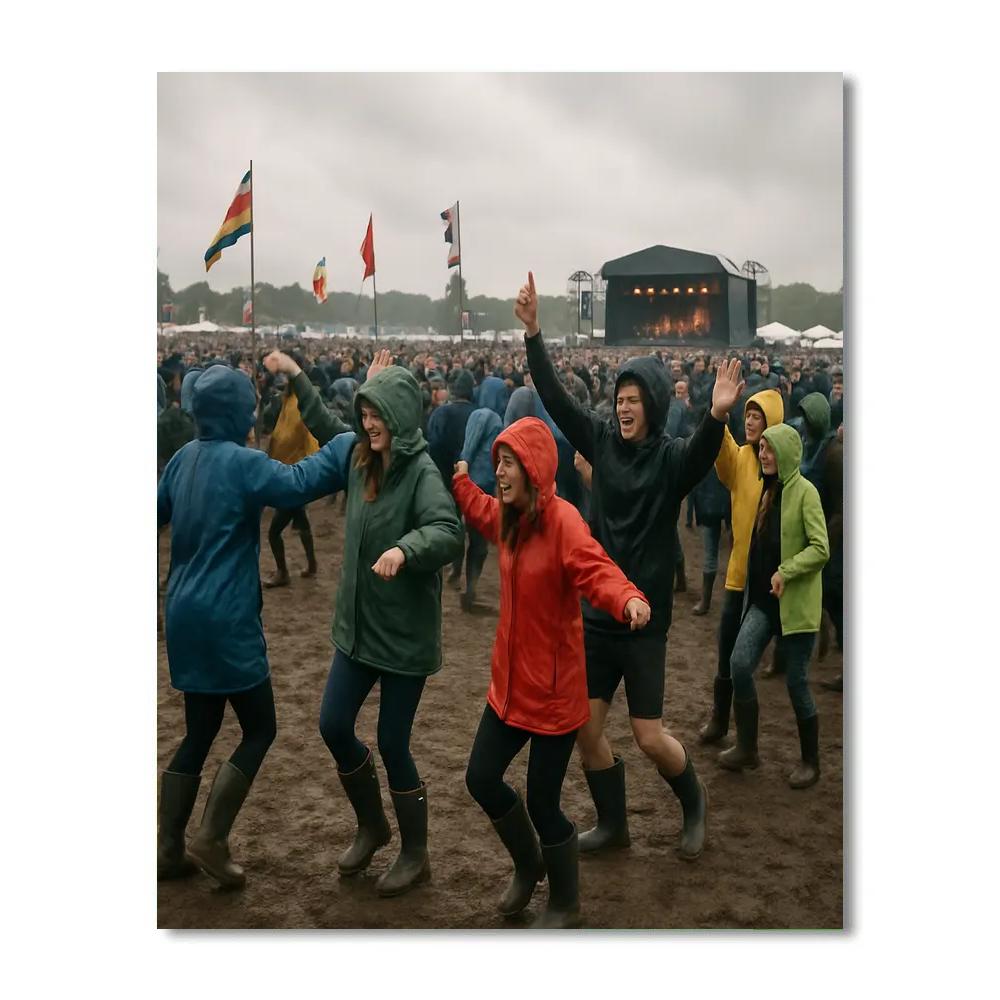 Glastonbury Festival Muddy Field Crowd painting number kit