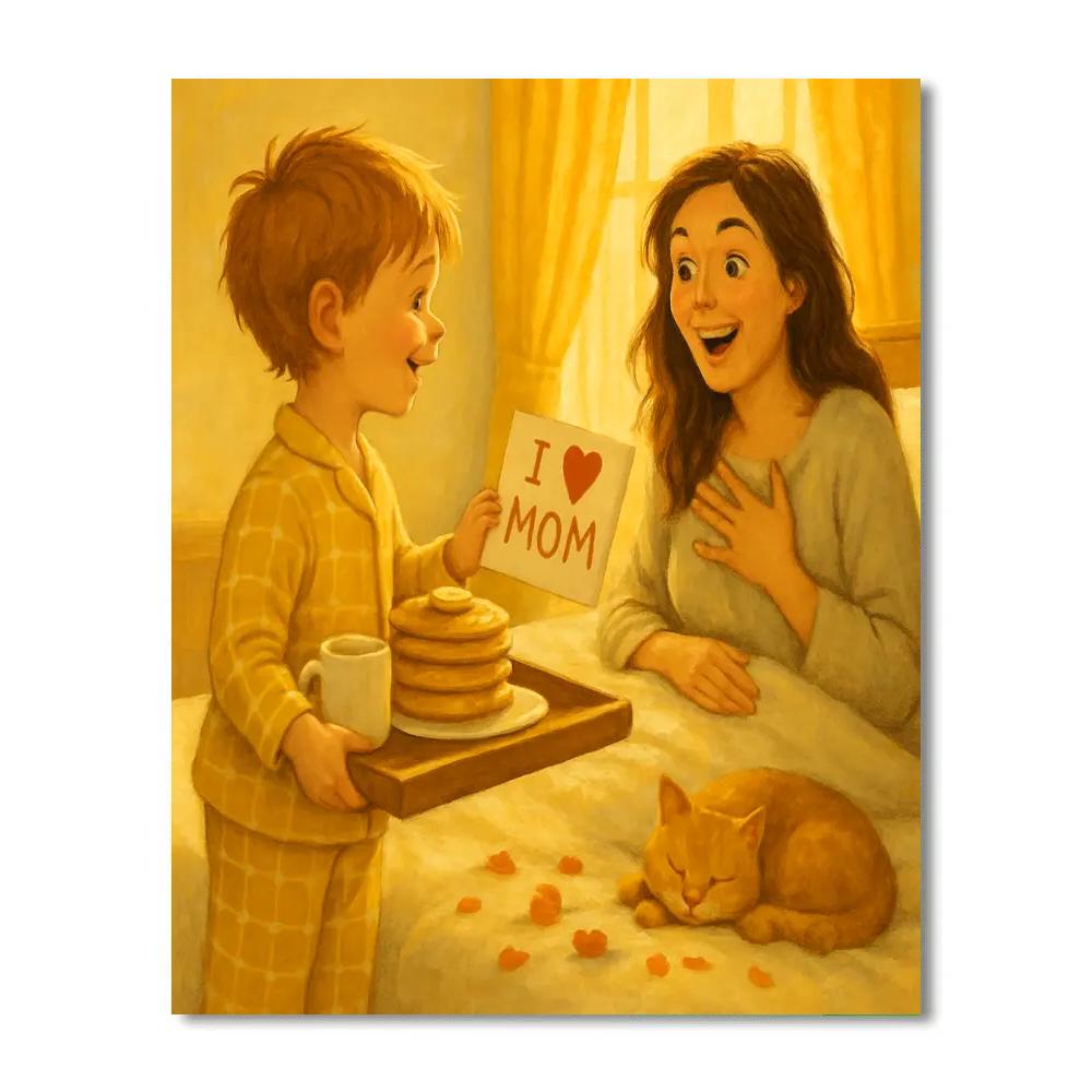 Morning Breakfast Surprise For Mom paint by color