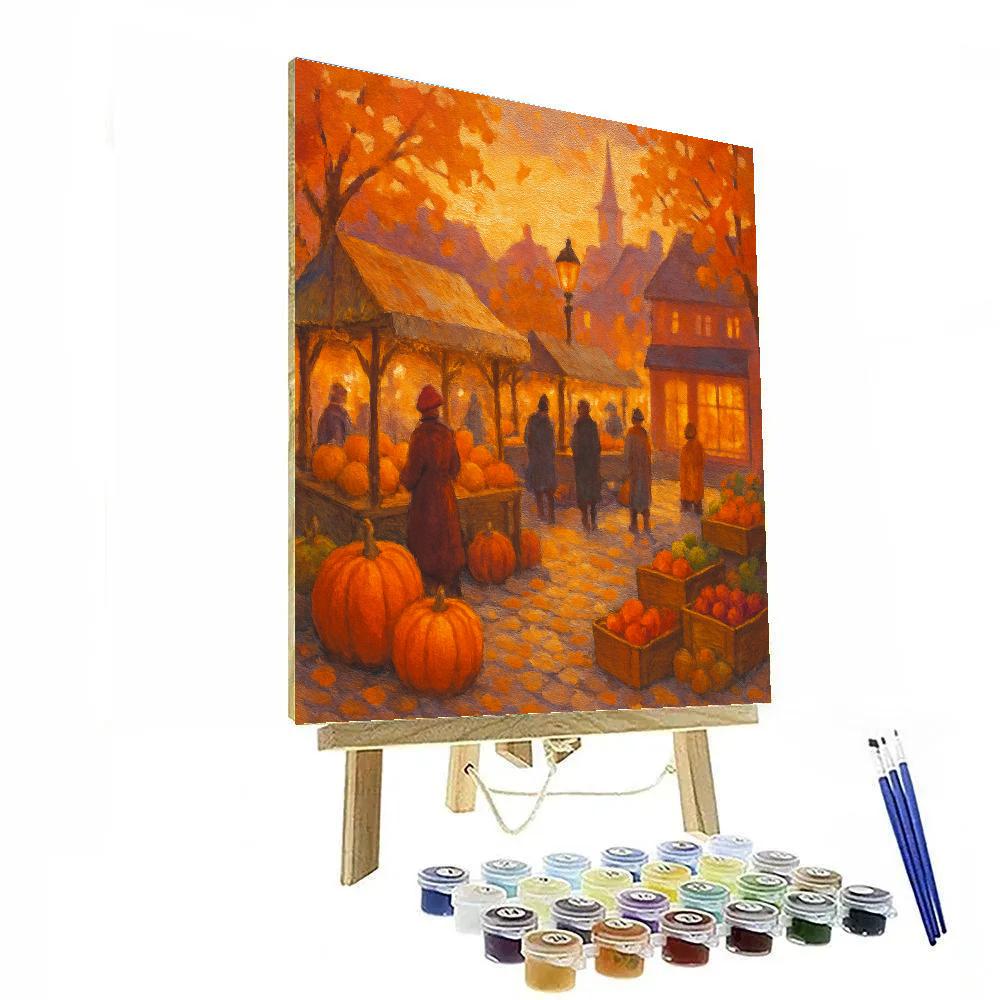 Autumn Market At Golden Hour painting number kit