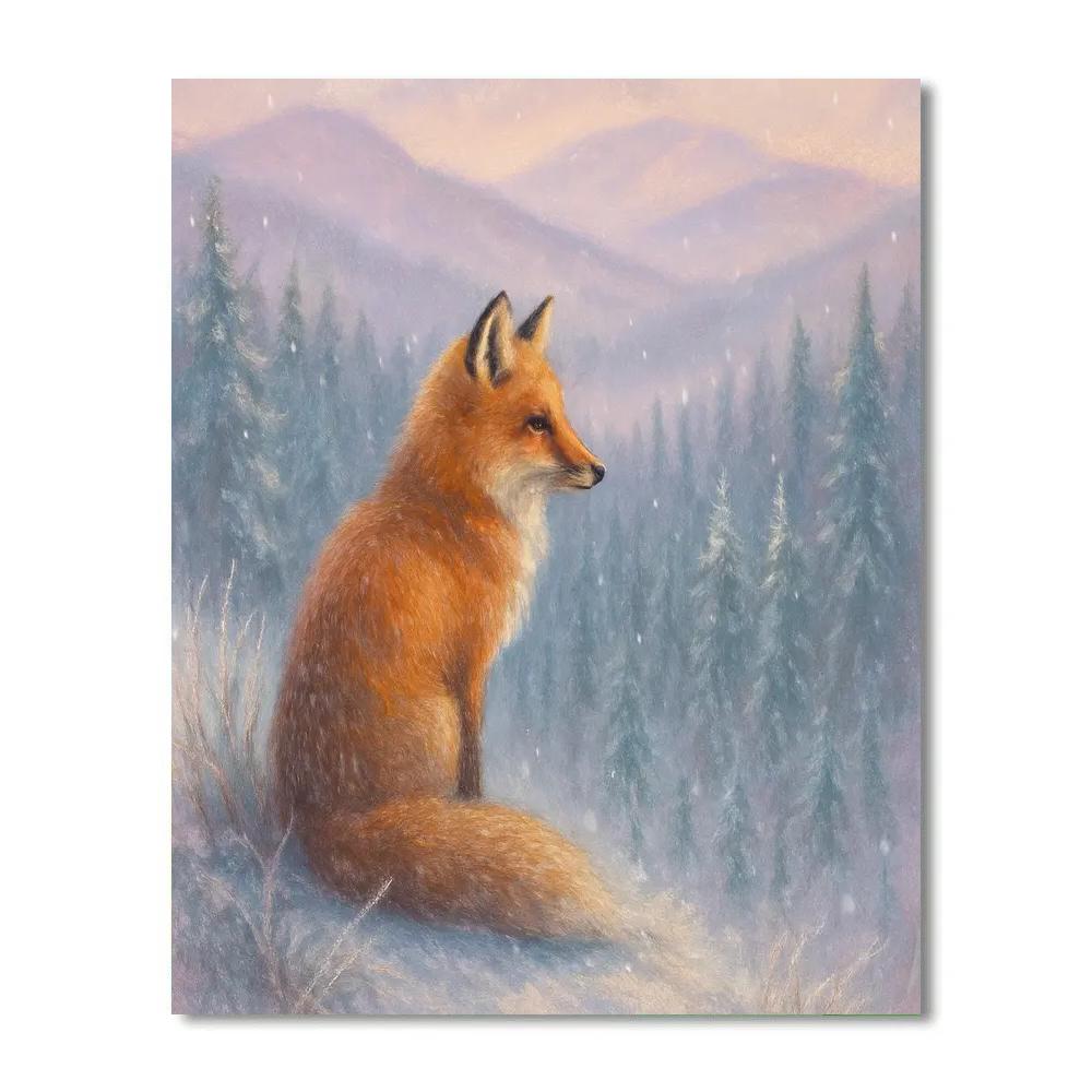 Fox On Frosted Ridge Winter Landscape Paint by numbers kits