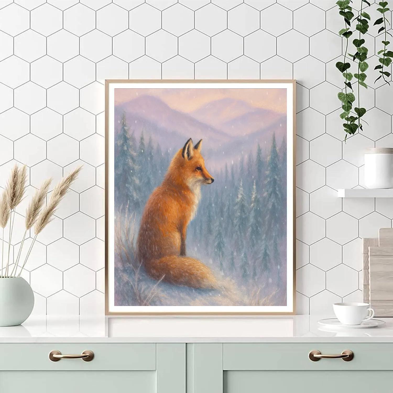 Fox On Frosted Ridge Winter Landscape Paint by numbers kits