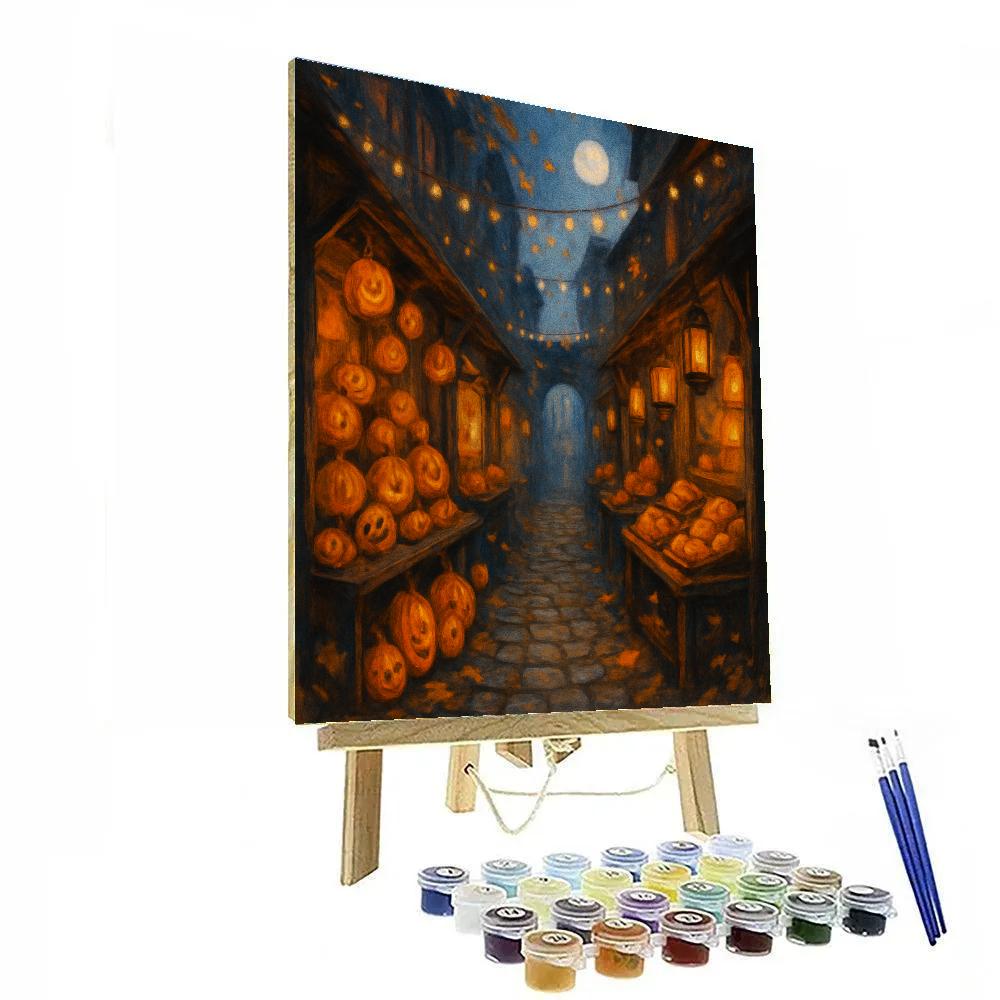 Autumn Lantern Market Alley Paint by numbers art
