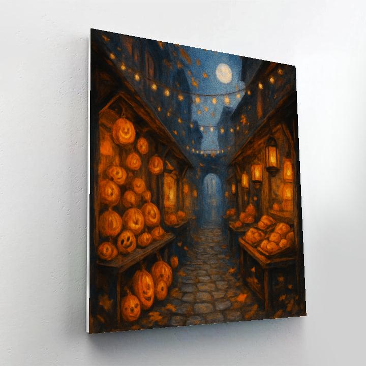 Autumn Lantern Market Alley Paint by numbers art