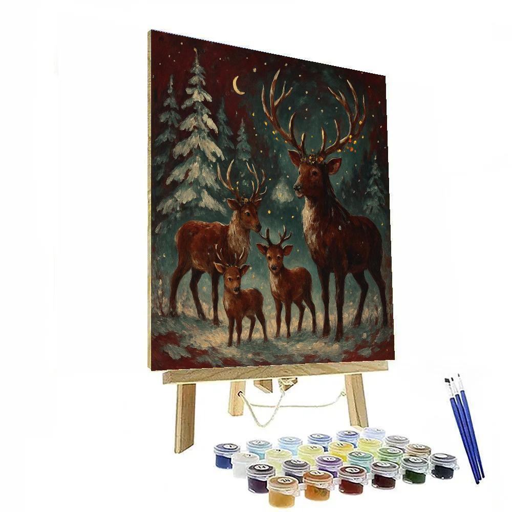Reindeer Meadow Gathering DIY paint by numbers