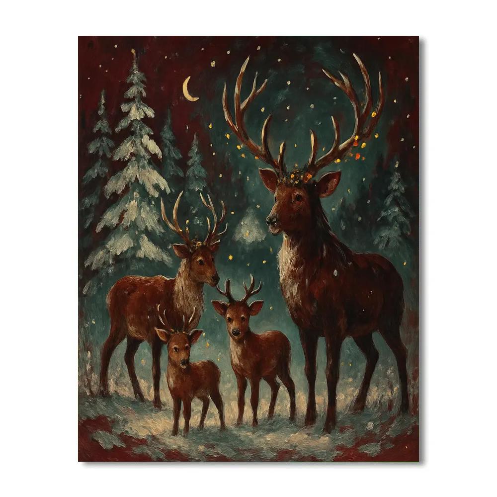 Reindeer Meadow Gathering DIY paint by numbers