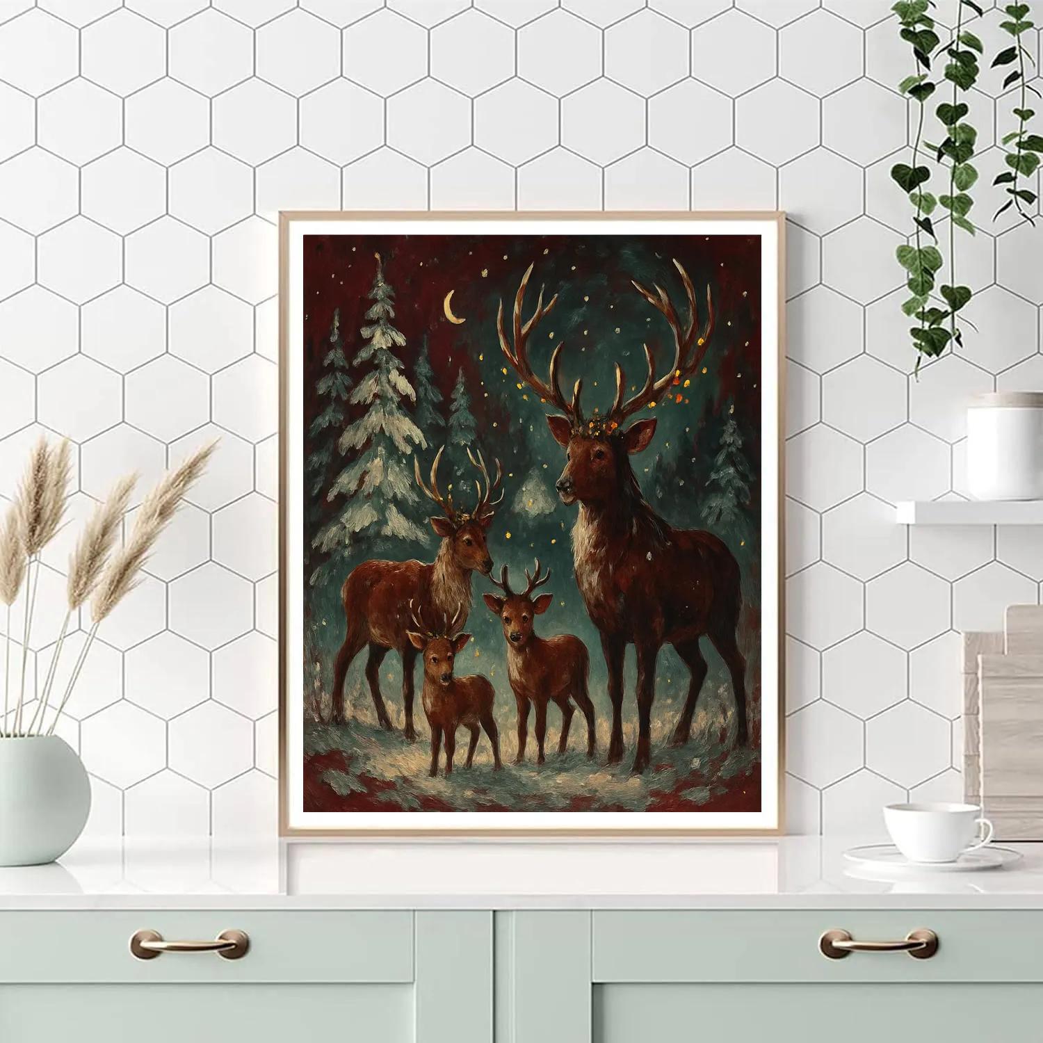Reindeer Meadow Gathering DIY paint by numbers