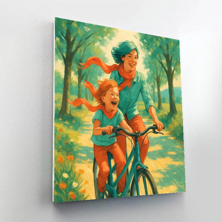 Bicycle Ride With Mom paint by number