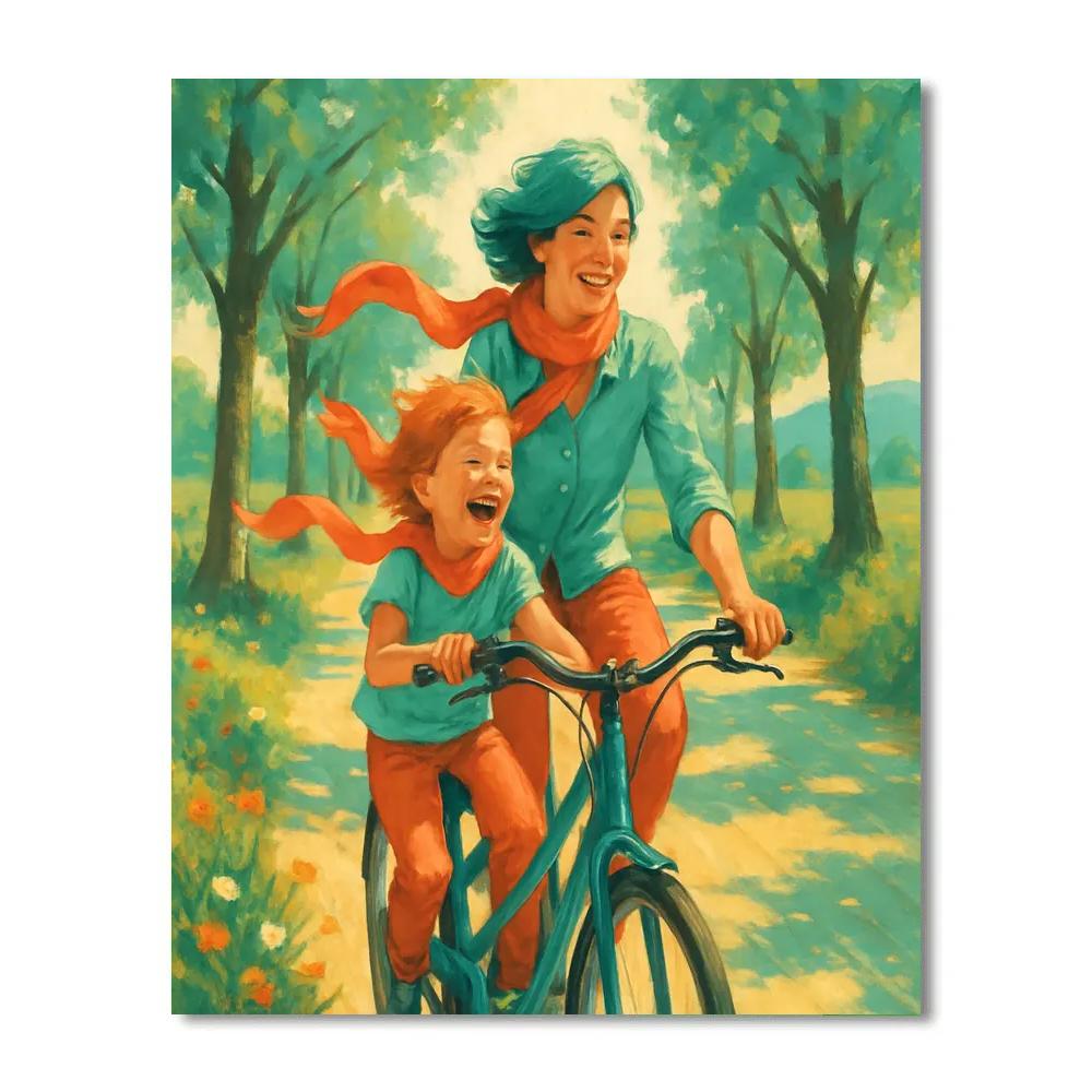 Bicycle Ride With Mom paint by number