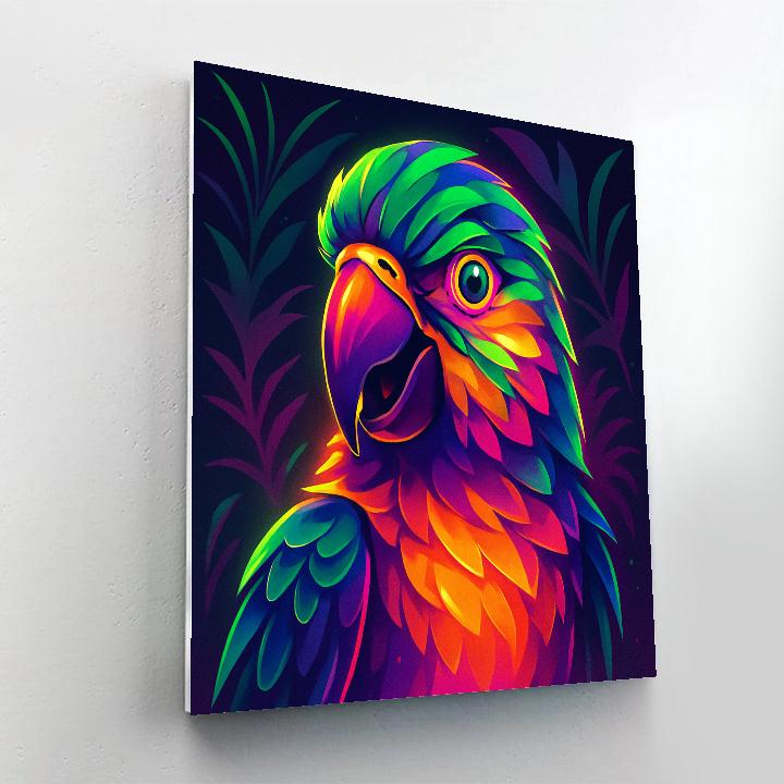 Neon Parrot Panorama Numbered painting kits