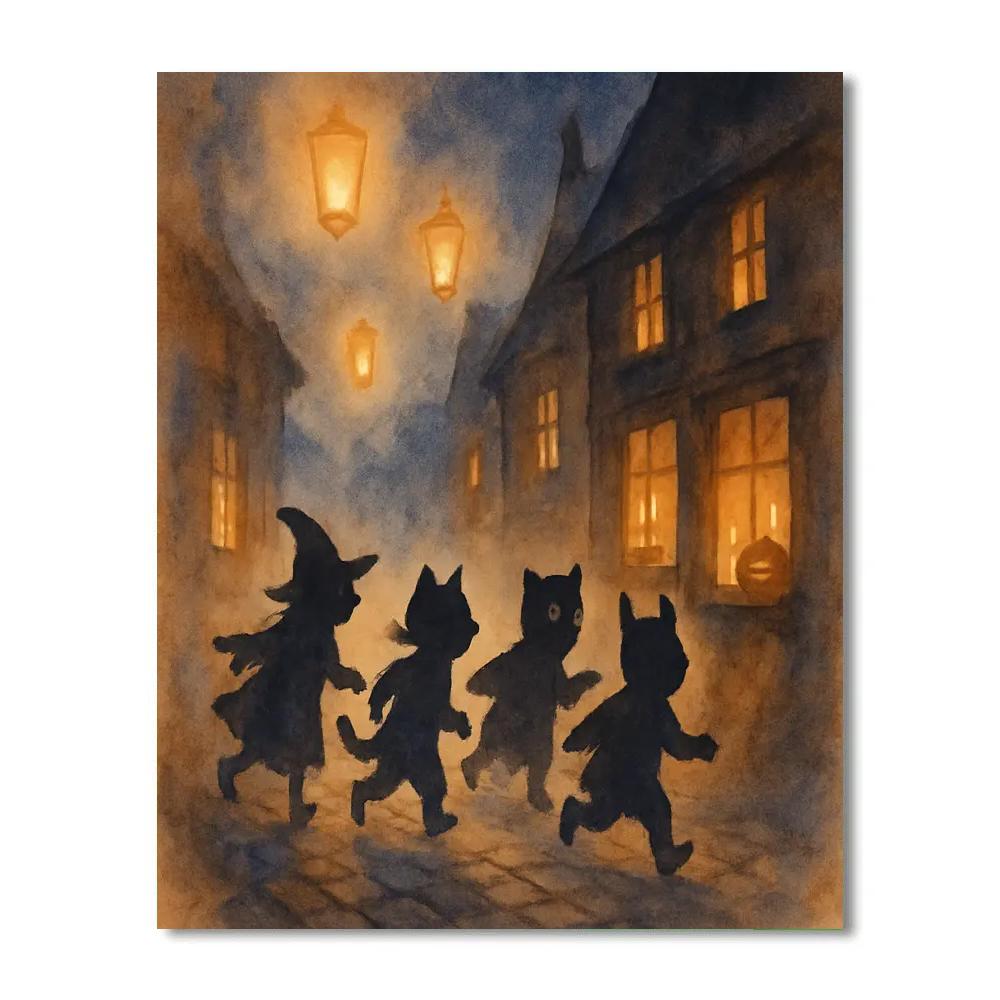 Twilight Lantern Alley Painting by numbers kit