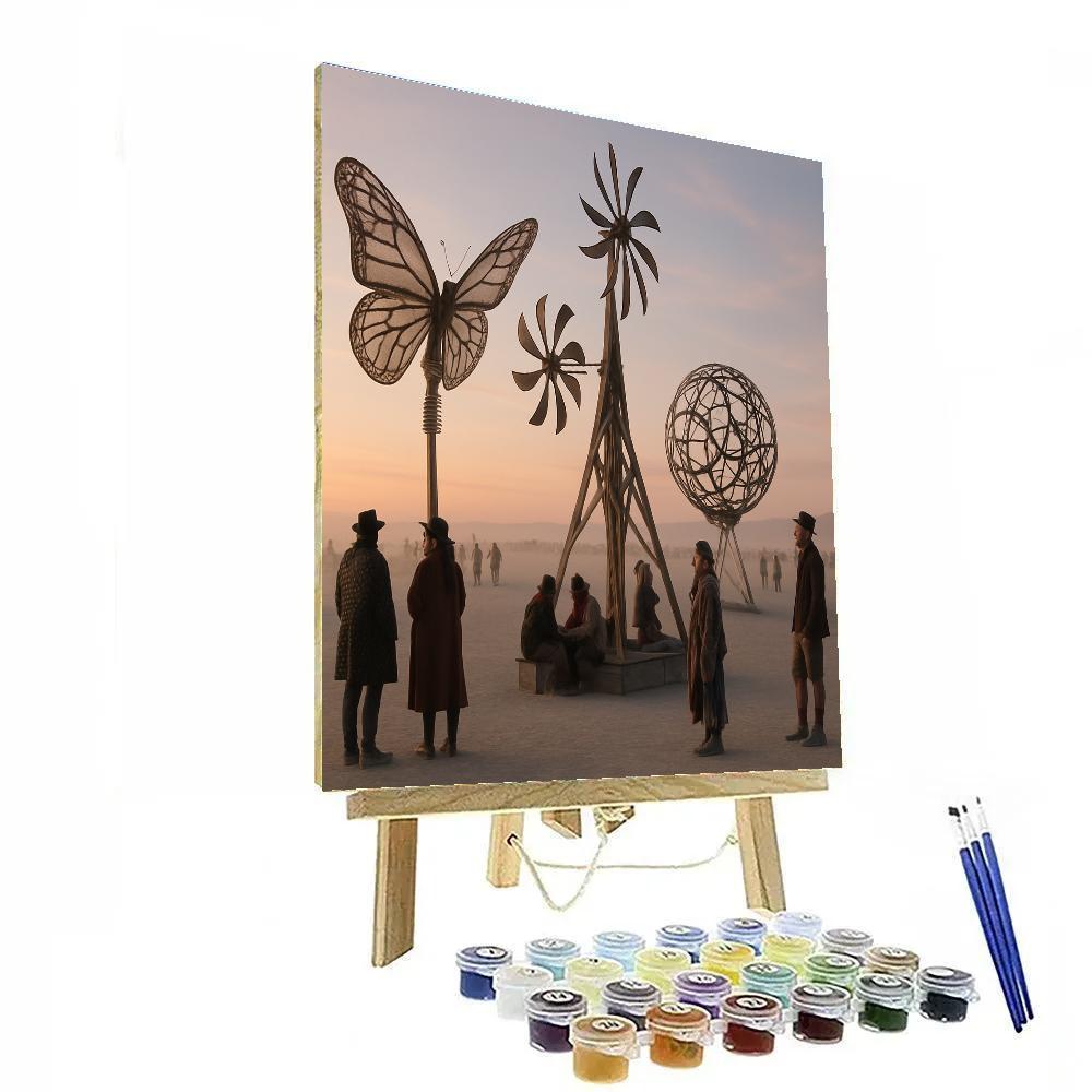 Burning Man Playa Art Gathering Number painting