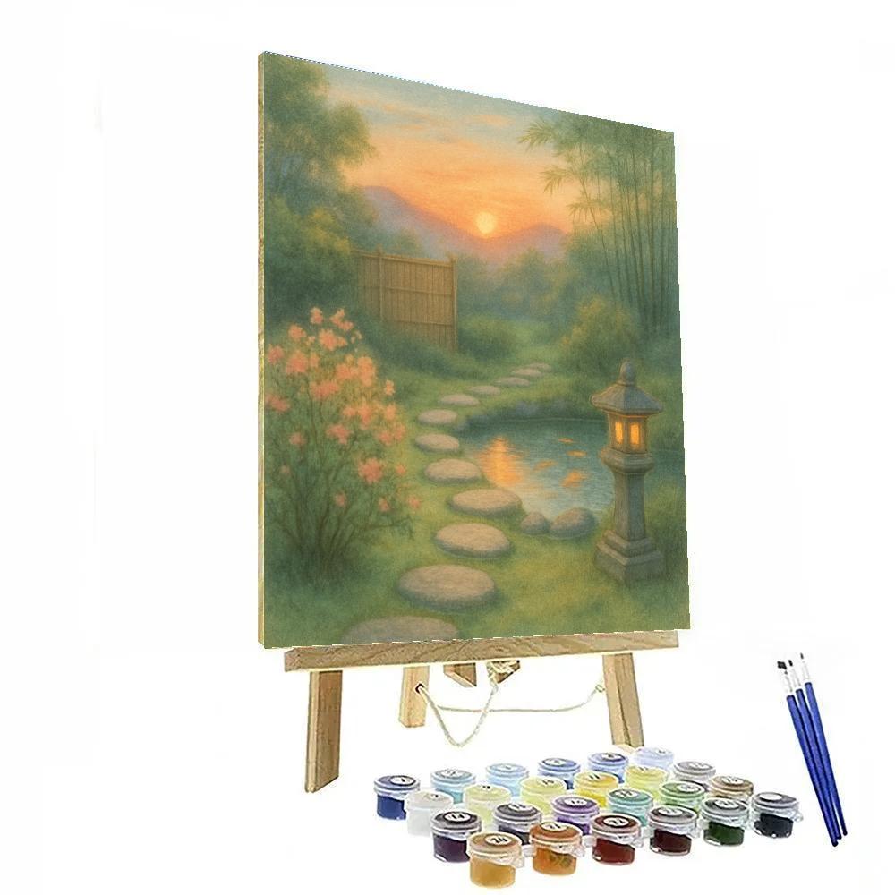 Sunset Tea Garden paint by number