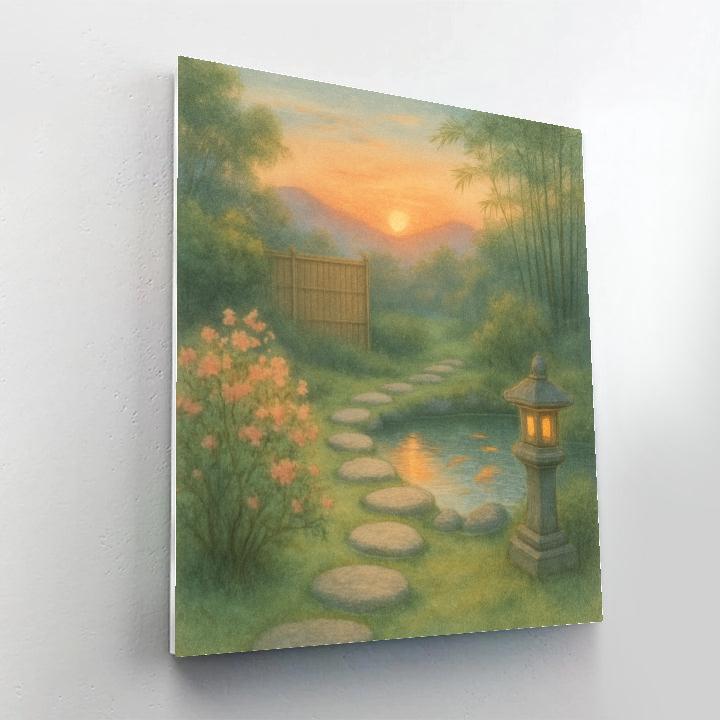 Sunset Tea Garden paint by number