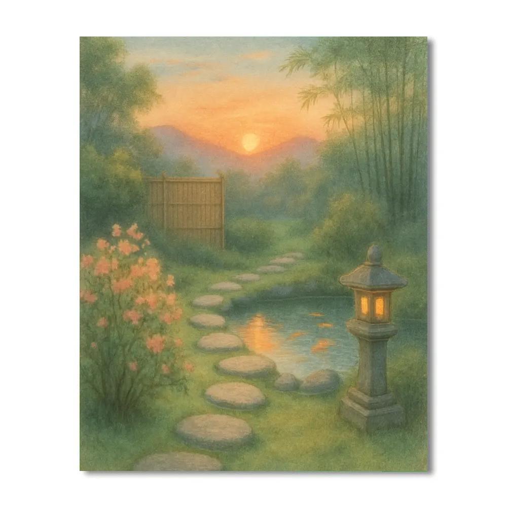 Sunset Tea Garden paint by number