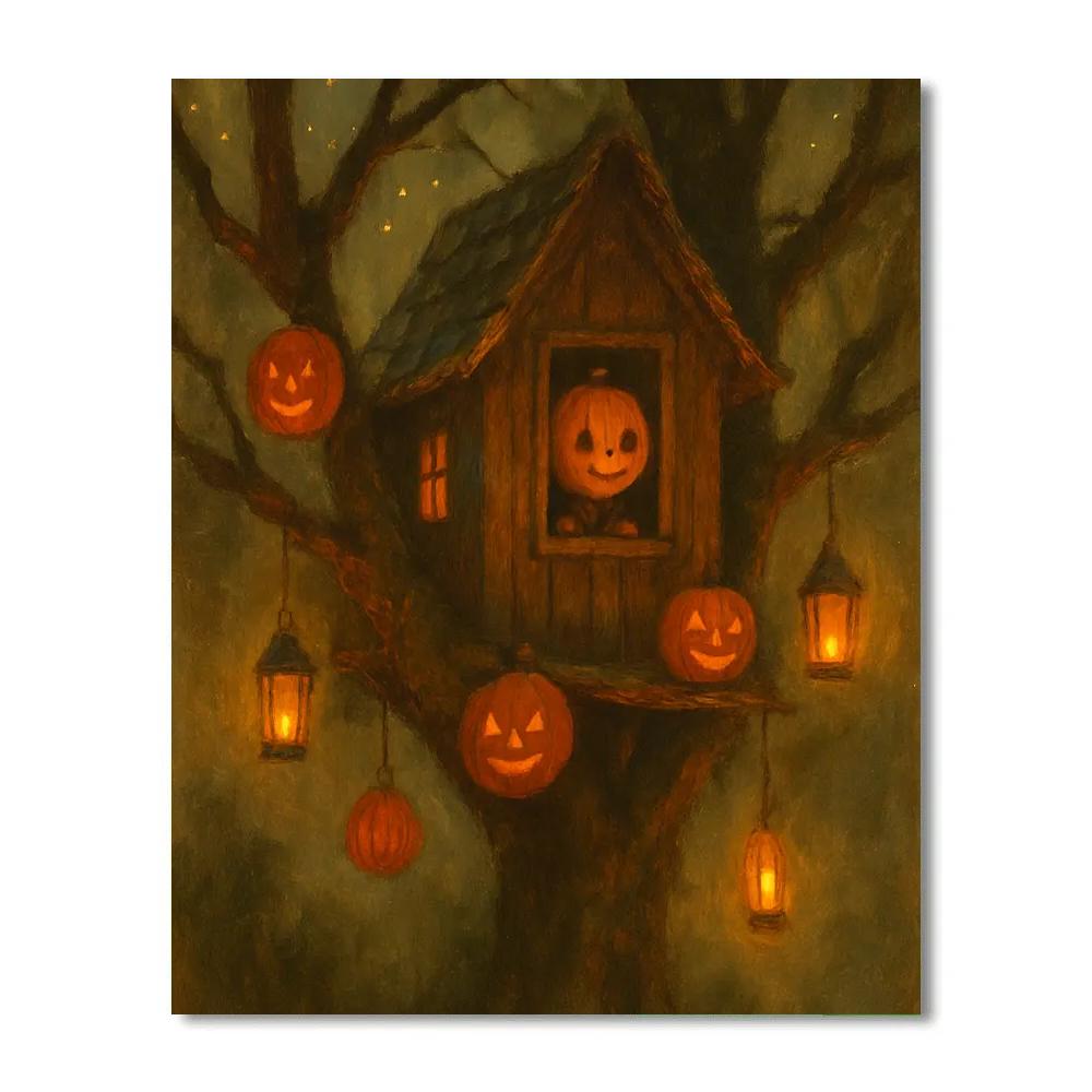 Enchanted Lantern Treehouse painting number kit