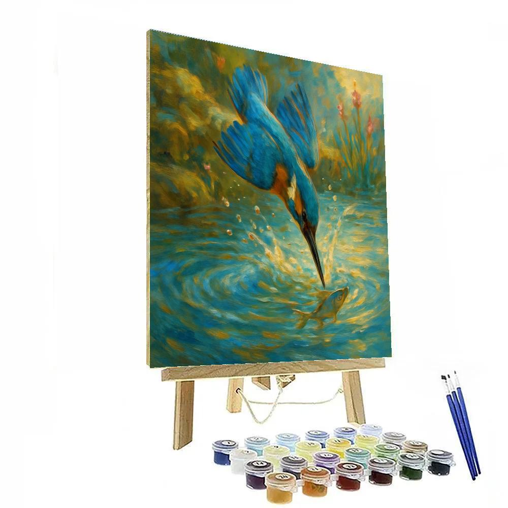 Kingfisher Diving Through Riverlight DIY paint by numbers