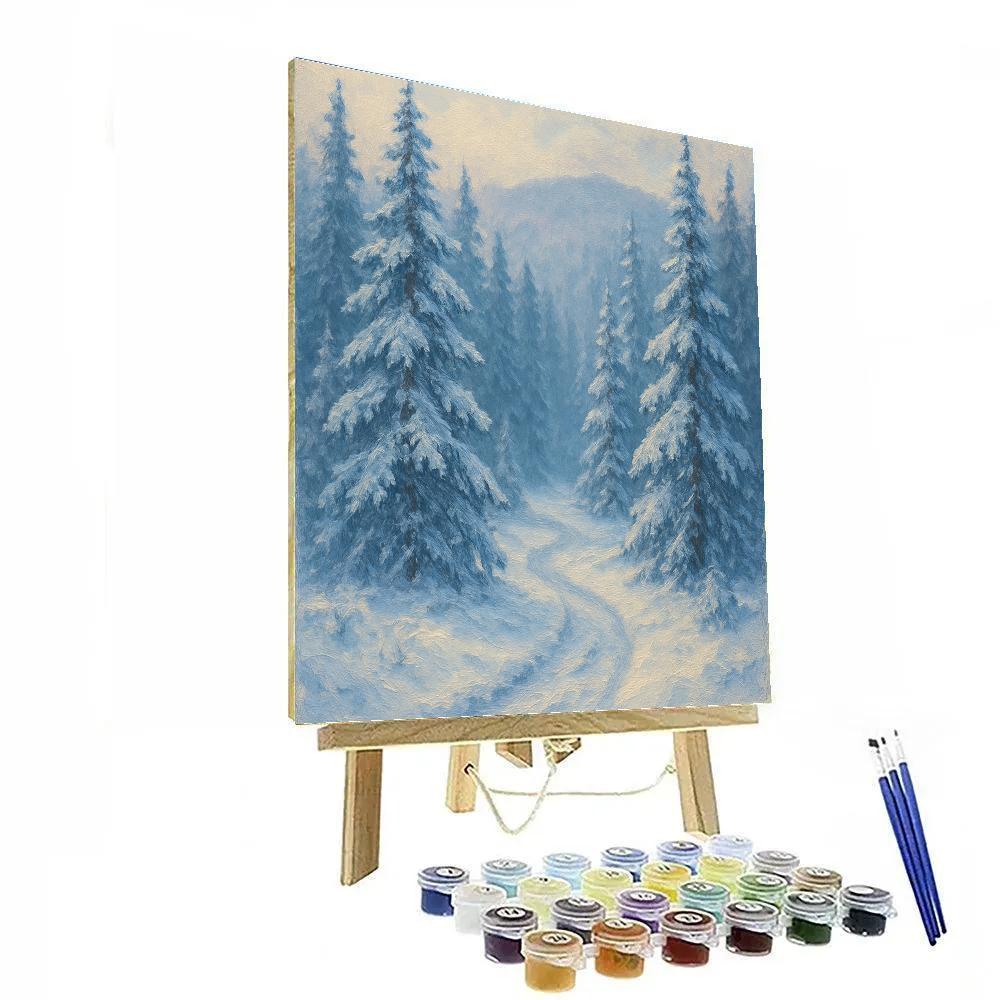 Serene Snowy Forest Path Winter Landscape Numbered painting kits