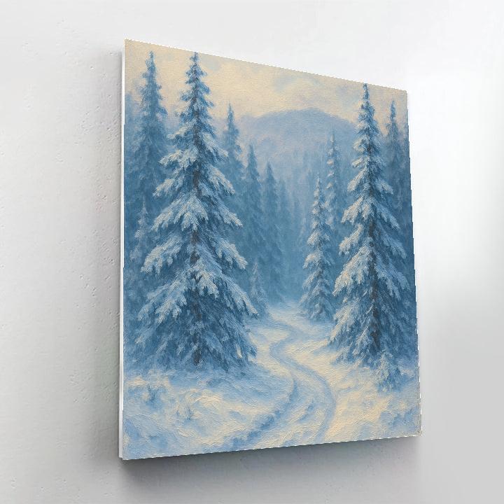 Serene Snowy Forest Path Winter Landscape Numbered painting kits