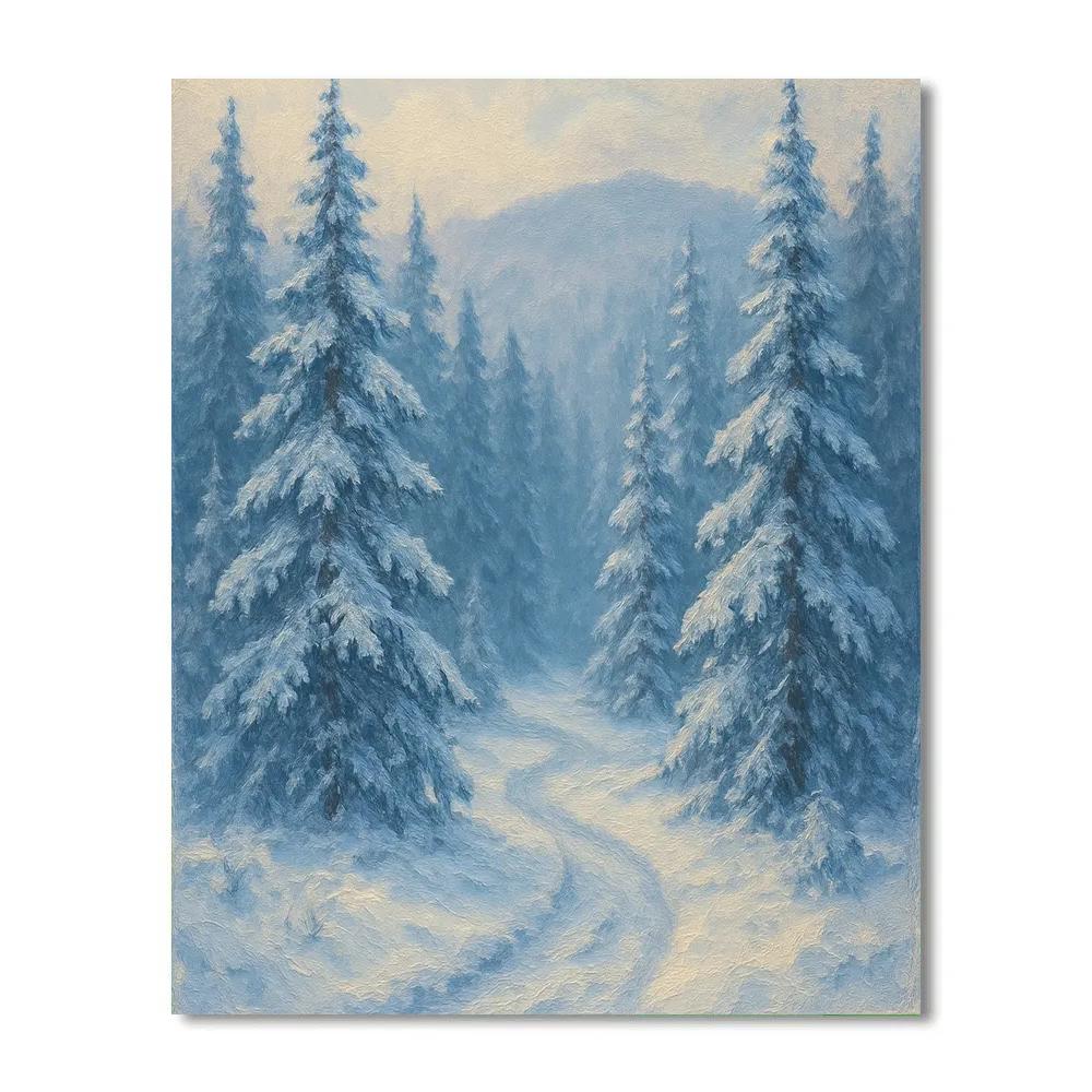 Serene Snowy Forest Path Winter Landscape Numbered painting kits
