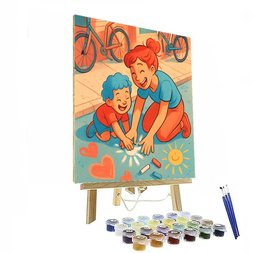 Chalk Art Together On Sidewalk Paint by numbers art