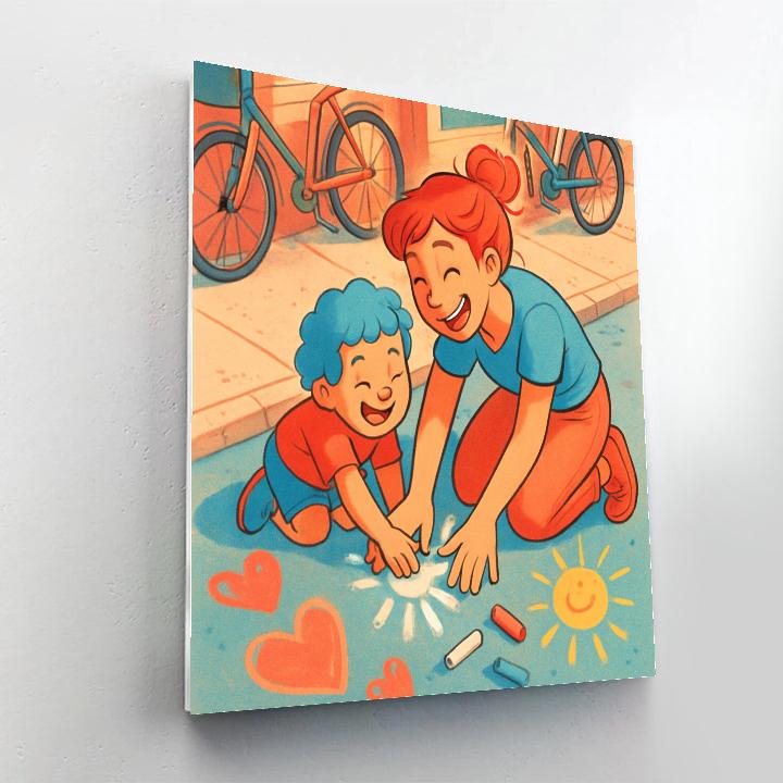 Chalk Art Together On Sidewalk Paint by numbers art