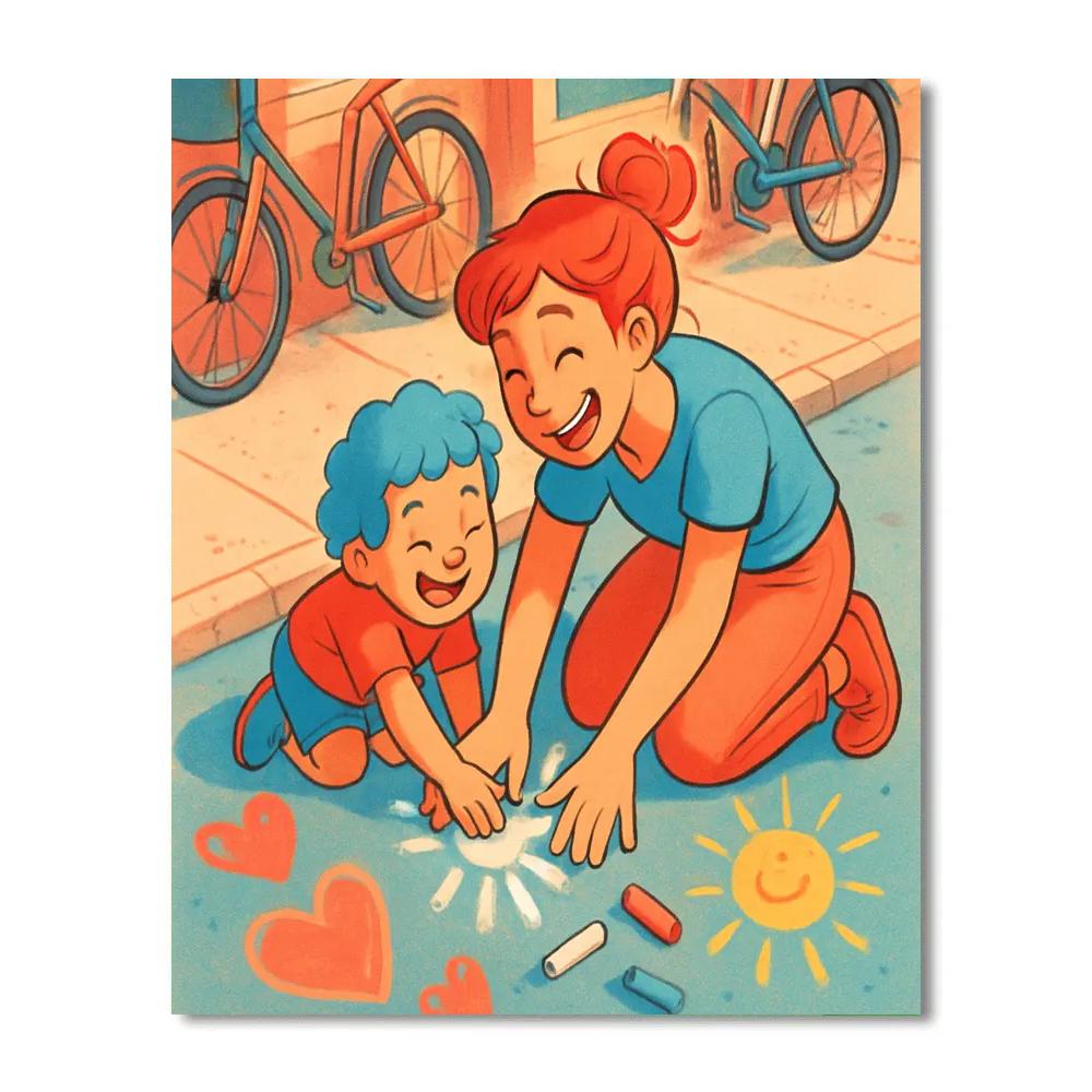 Chalk Art Together On Sidewalk Paint by numbers art