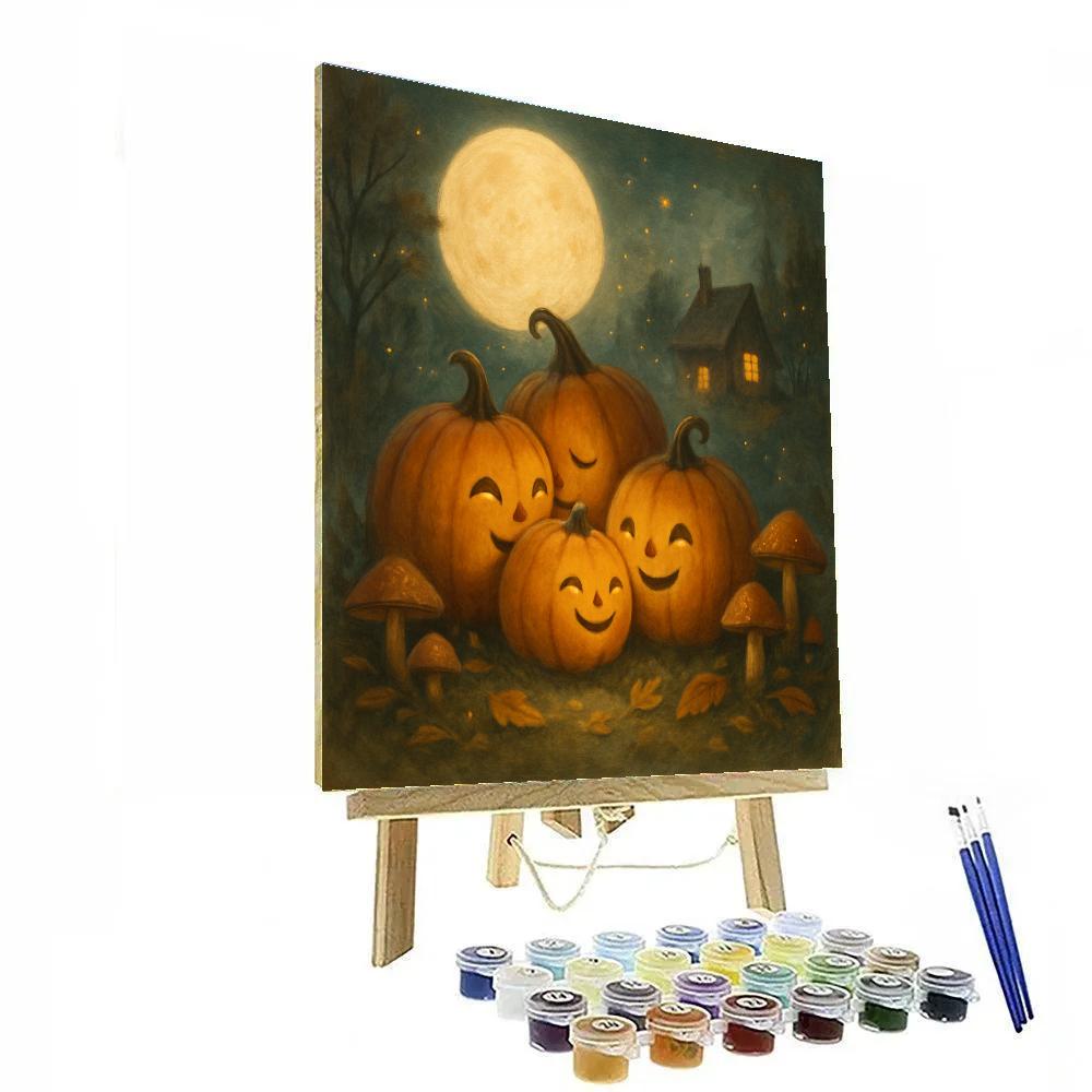 Moonlit Garden With Whispering Pumpkins Numbered painting kits