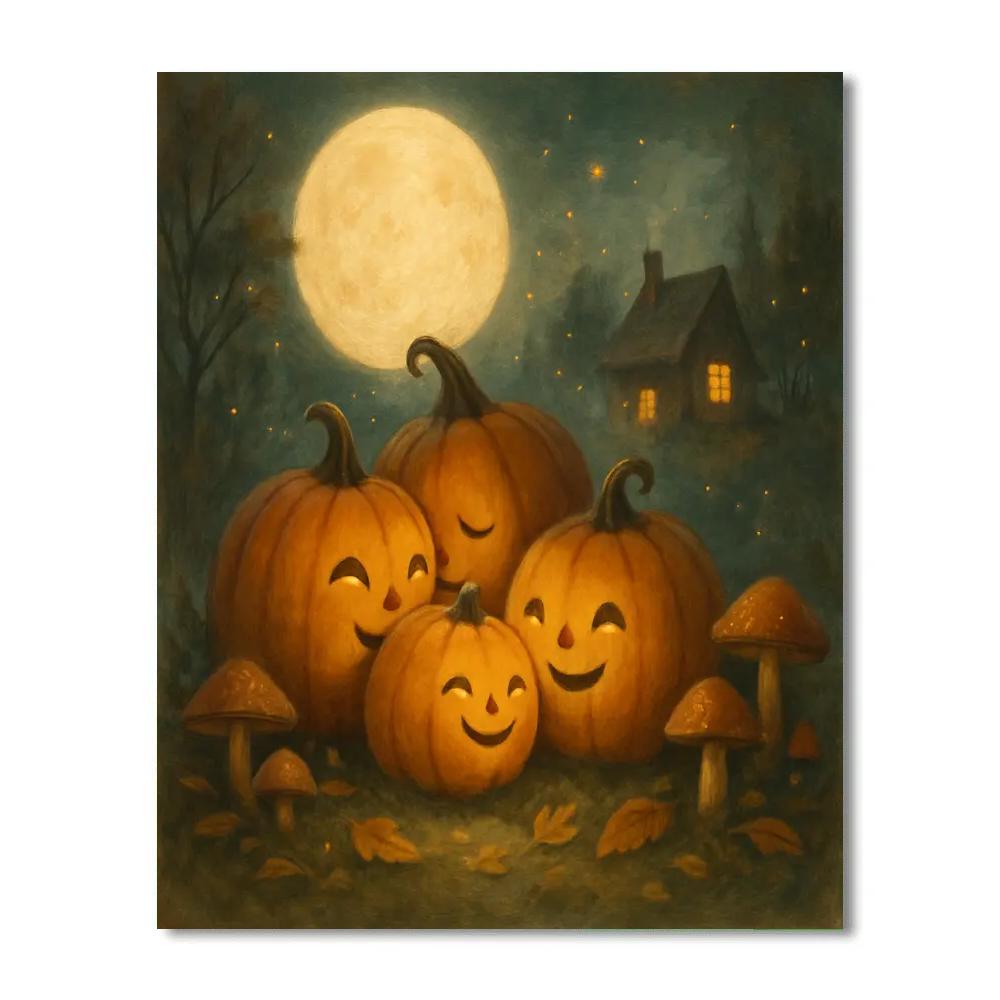 Moonlit Garden With Whispering Pumpkins Numbered painting kits