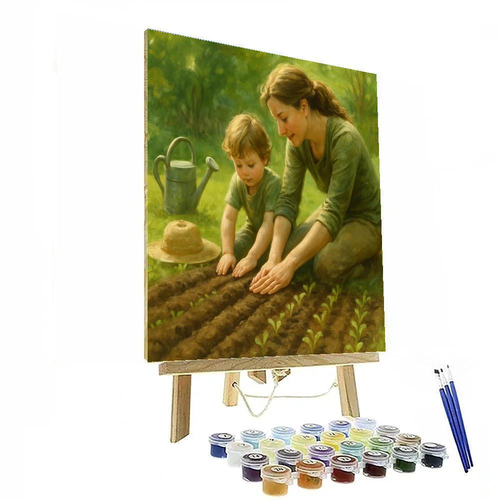 Mom And Child Planting Seeds DIY paint by numbers