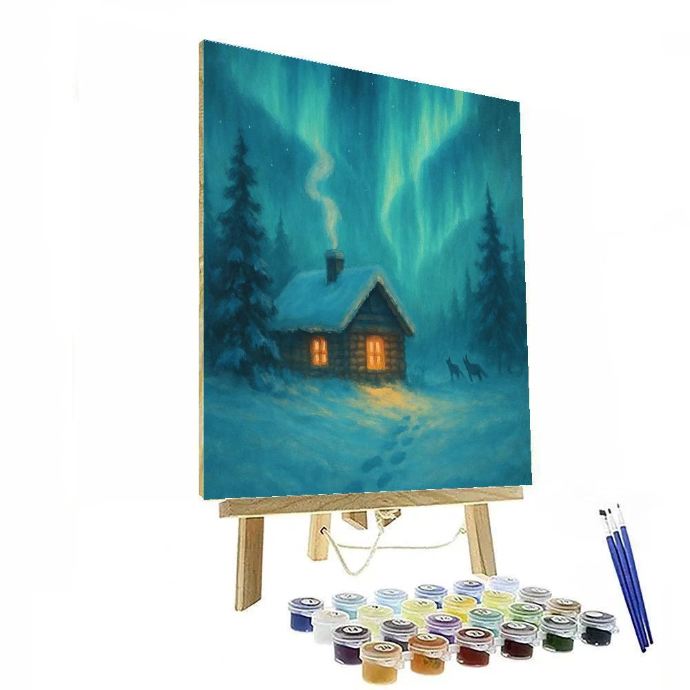 Aurora Over Pine Retreat Paint by numbers art