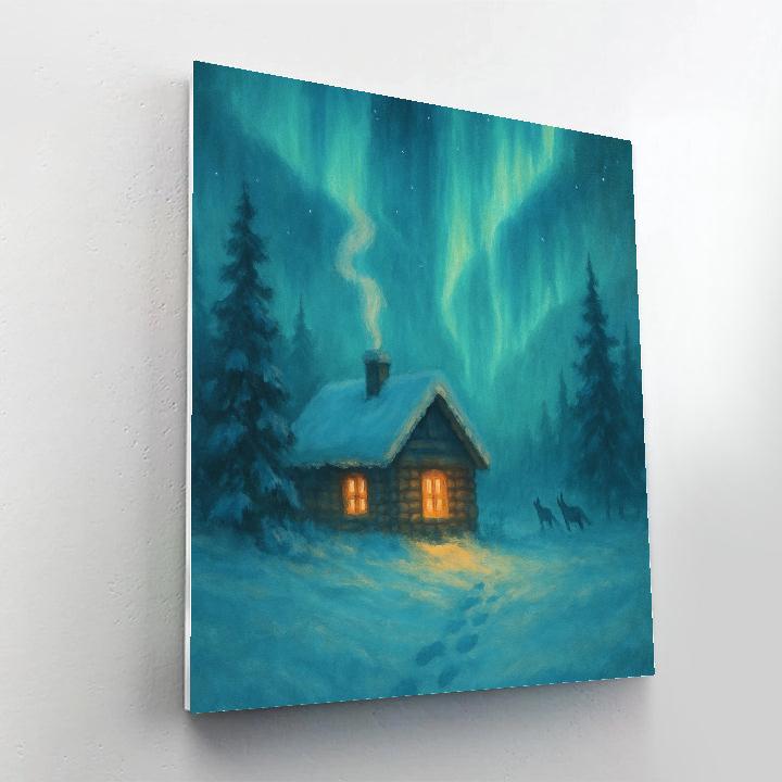 Aurora Over Pine Retreat Paint by numbers art