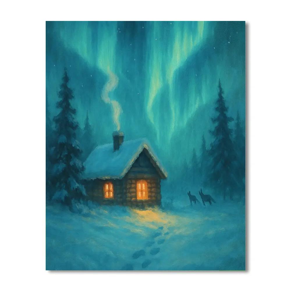 Aurora Over Pine Retreat Paint by numbers art