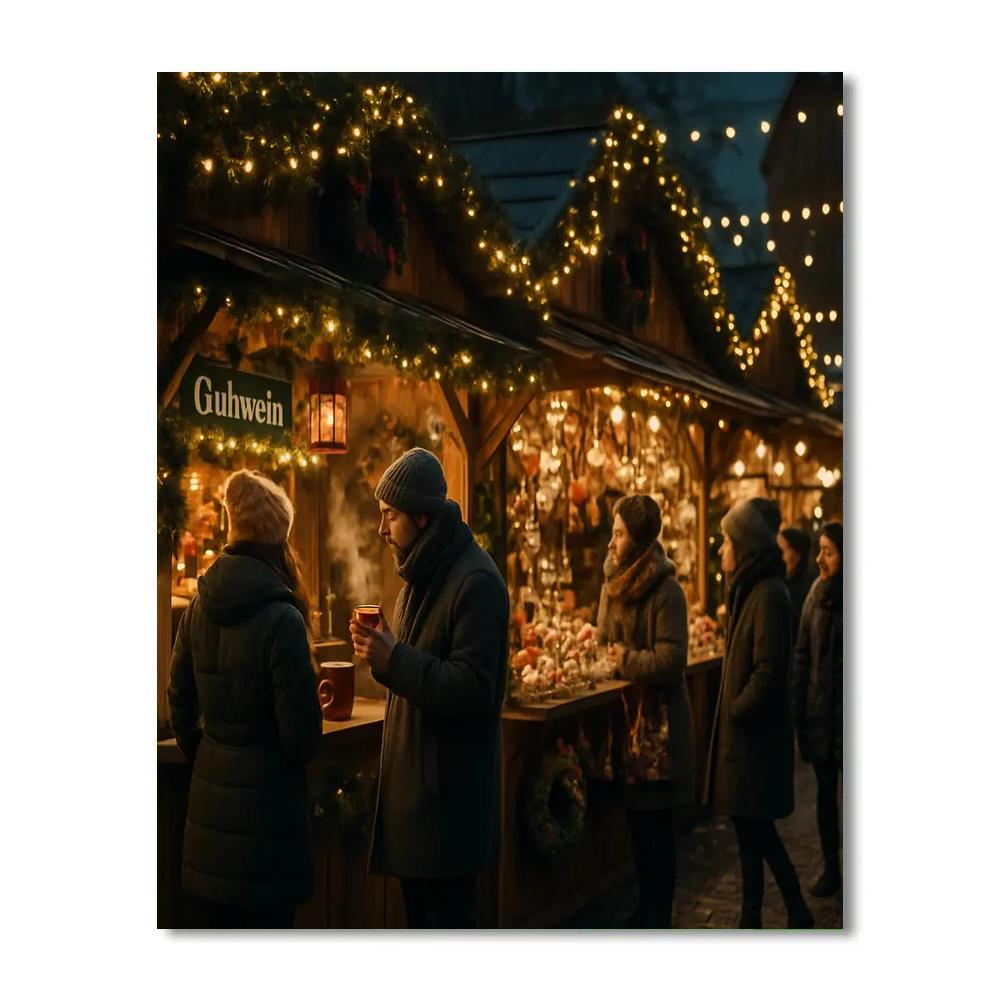 Christmas Market Stall Evening Glow Paint by numbers kits