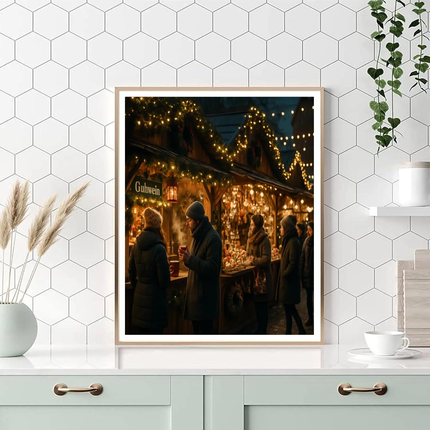 Christmas Market Stall Evening Glow Paint by numbers kits