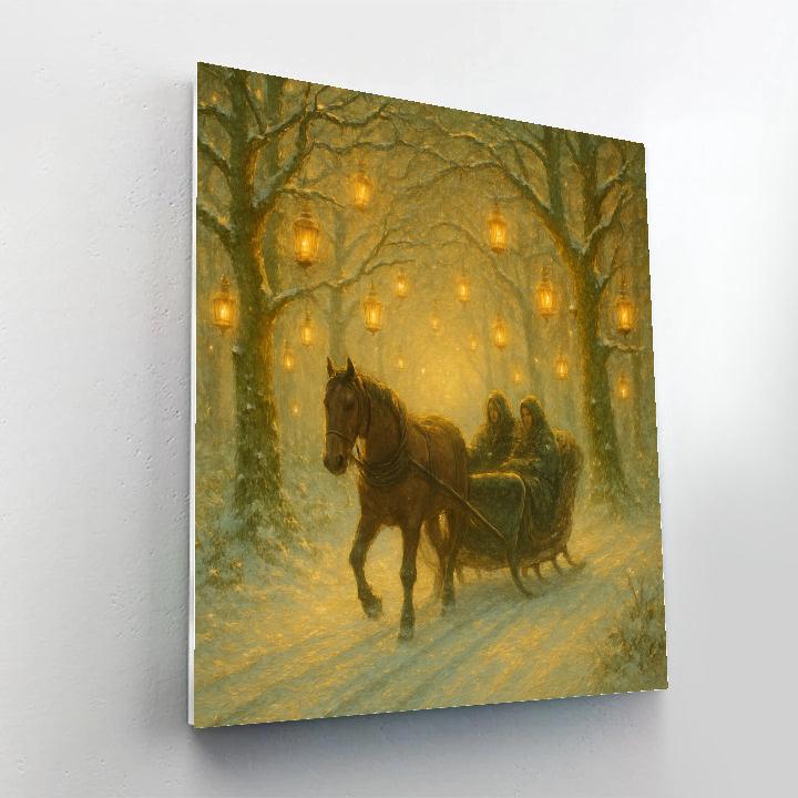 Sleigh Ride Through Lantern Forest paint by color