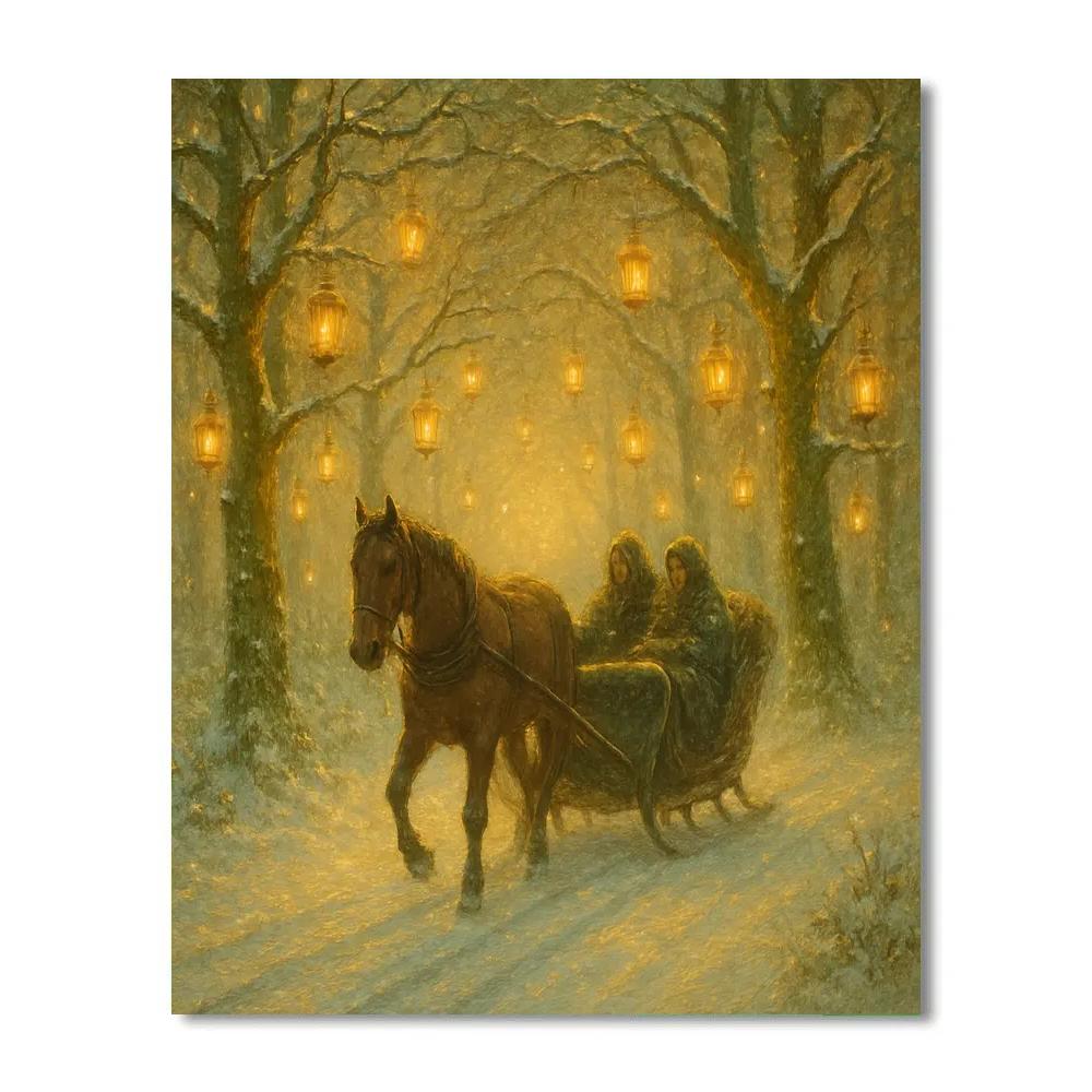 Sleigh Ride Through Lantern Forest paint by color