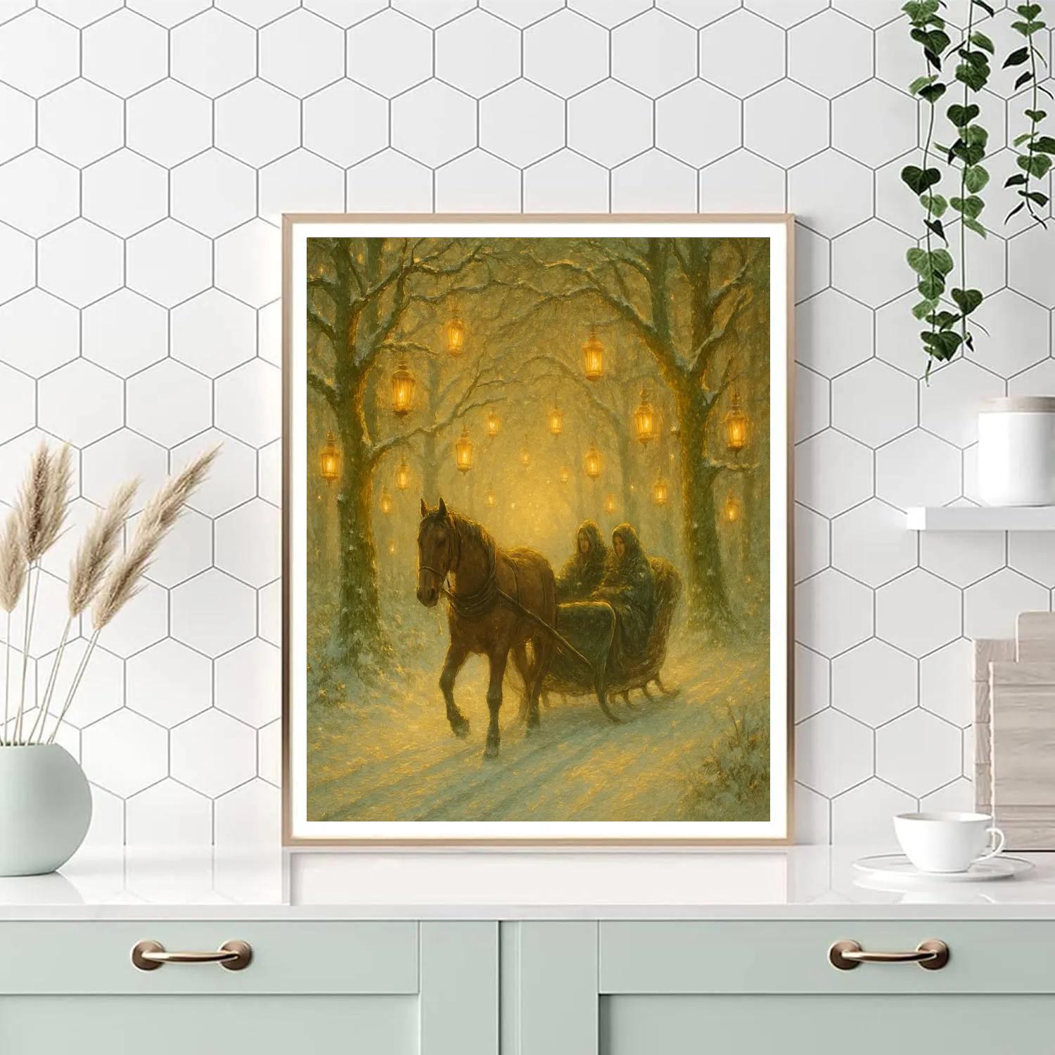 Sleigh Ride Through Lantern Forest paint by color