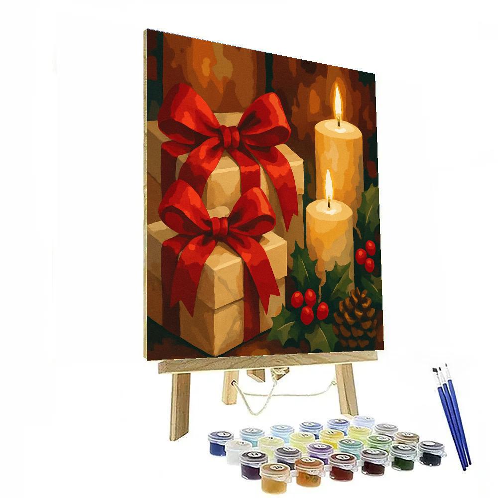 Ribbon And Candle Glow Paint by numbers kits