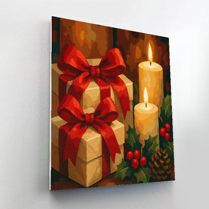 Ribbon And Candle Glow Paint by numbers kits