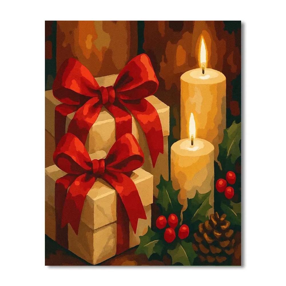 Ribbon And Candle Glow Paint by numbers kits