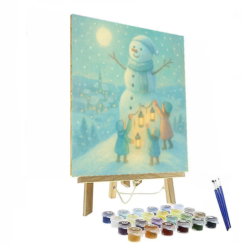 Snowman Beacon On Hill Paint by numbers kits